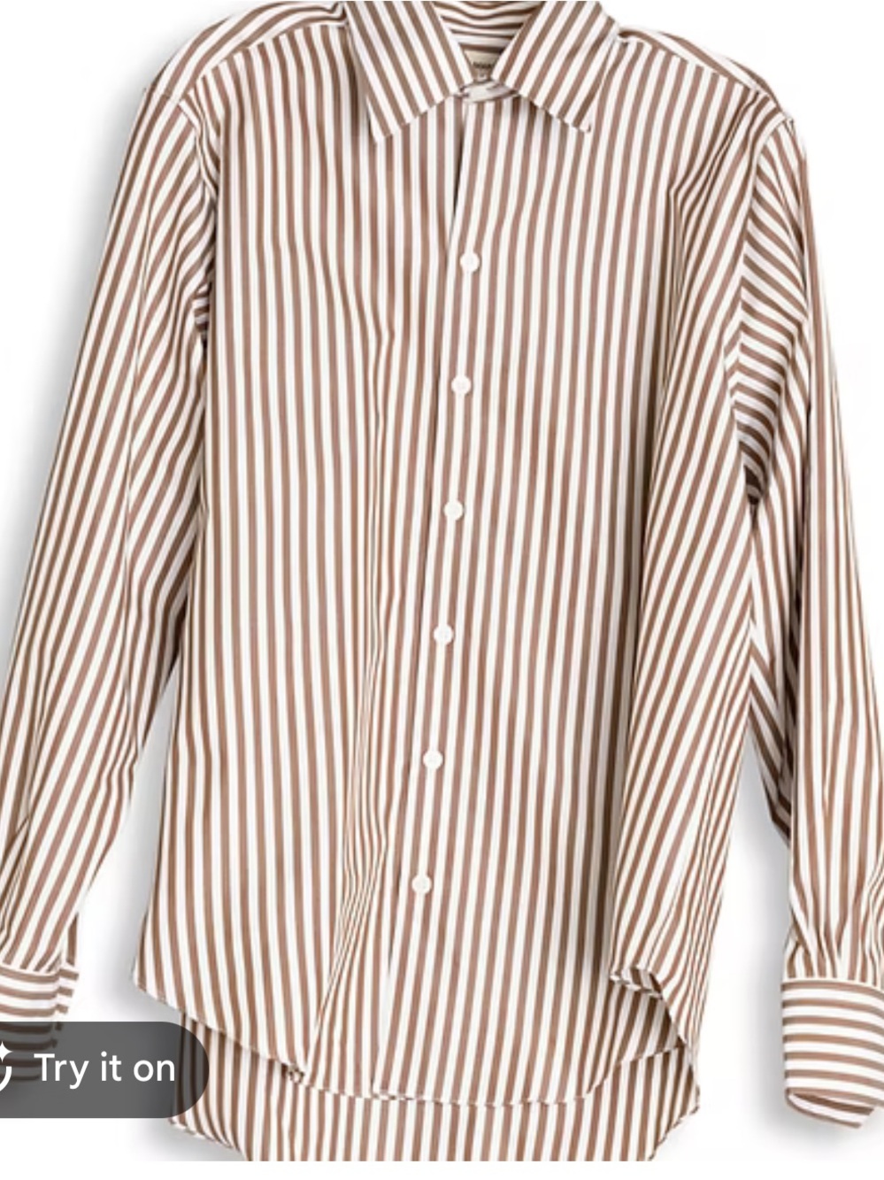 Brown Stripe Button-Down Shirt for women